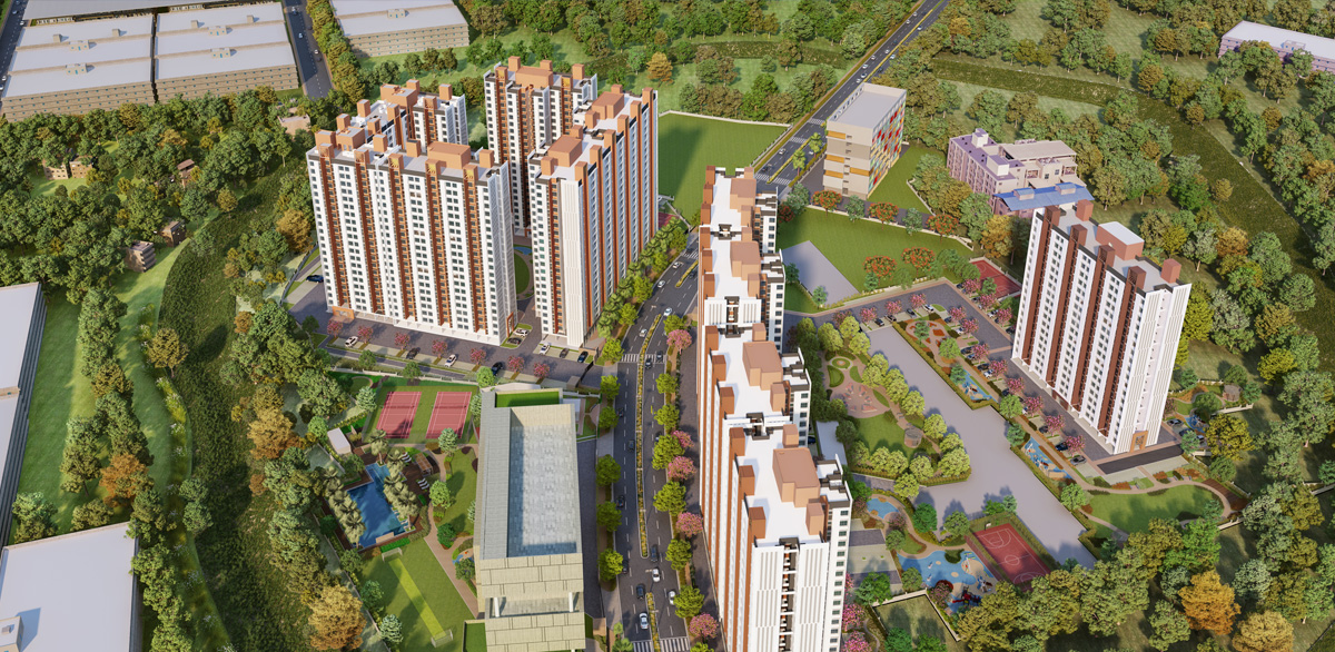 Aerial view of Dosti Greater Thane township